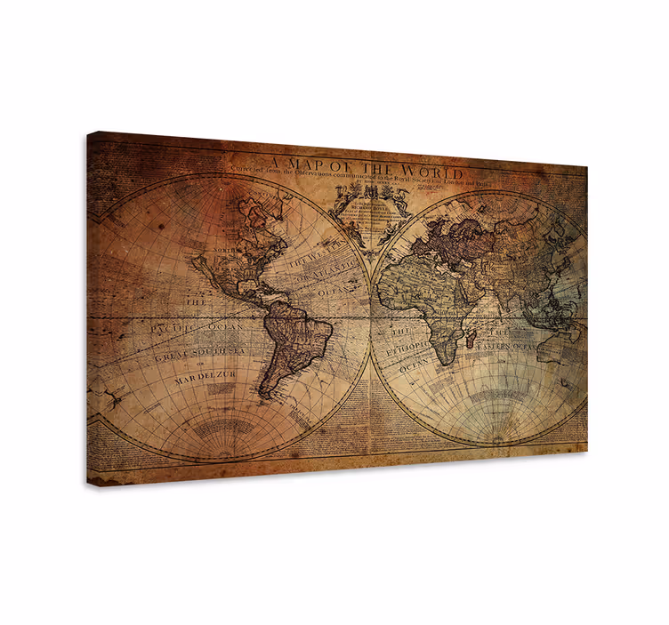 World map wall art vintage world map print - TenStickers
