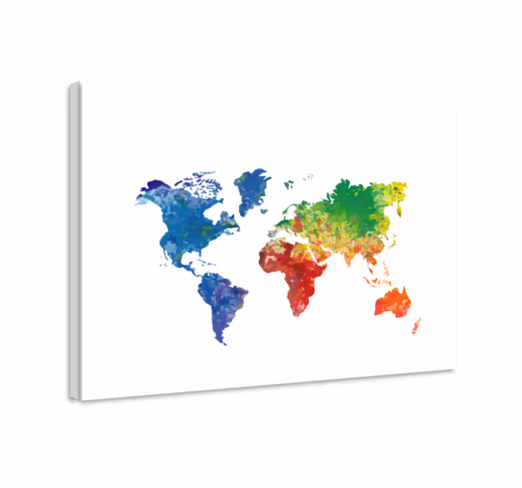 World map wall art colorful world map - TenStickers