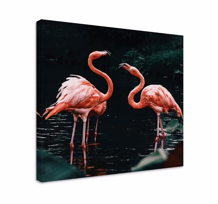 Bird canvas wall art flamingos at dusk - TenStickers