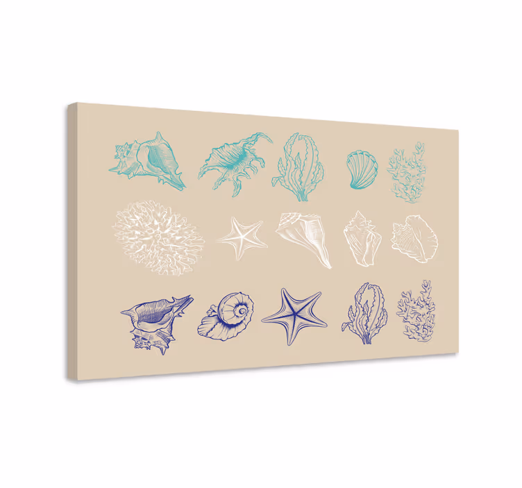 Nautical canvas art coastal shell collection - TenStickers