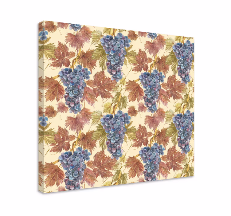 Fruit canvas wall art grapes and leaves - TenStickers