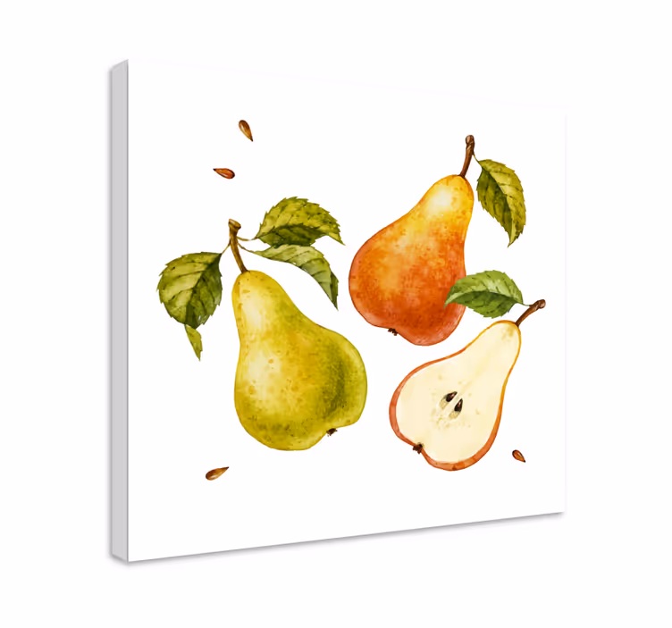 Fresh pear trio fruit canvas wall art - TenStickers