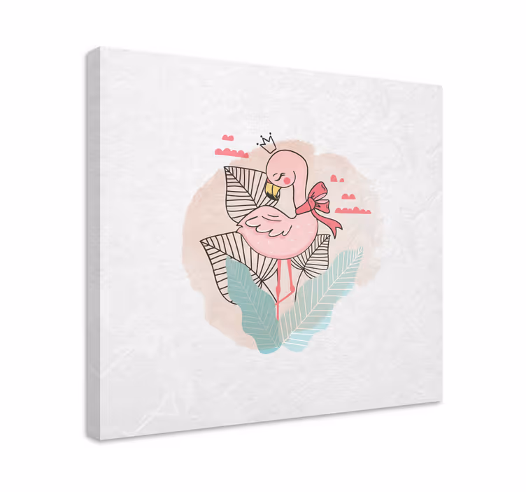 Animal canvas wall art flamingo with ribbon - TenStickers