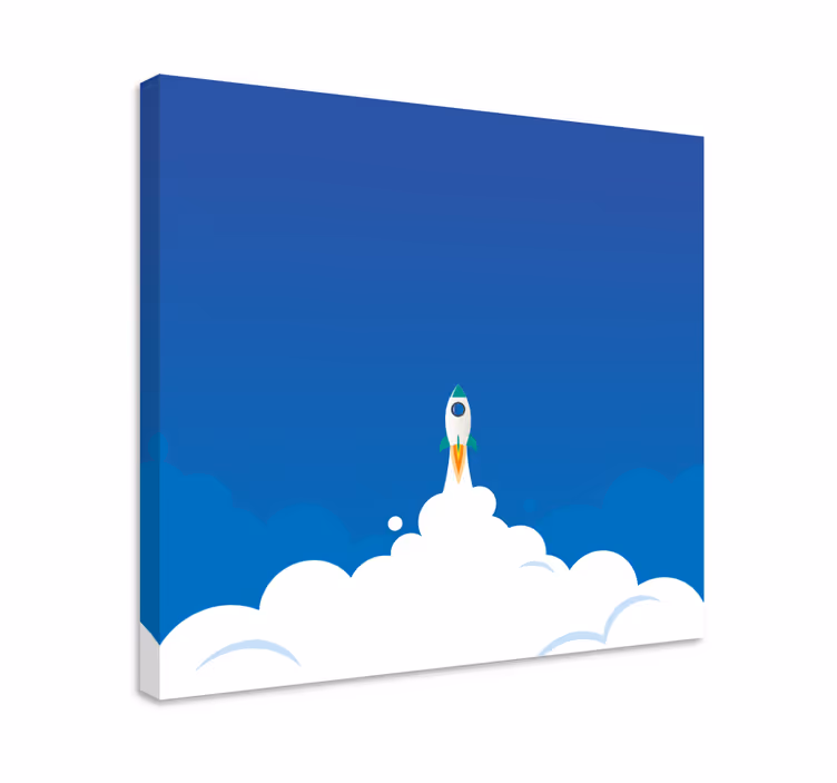 Dinosaur canvas wall art rocket launch adventure - TenStickers