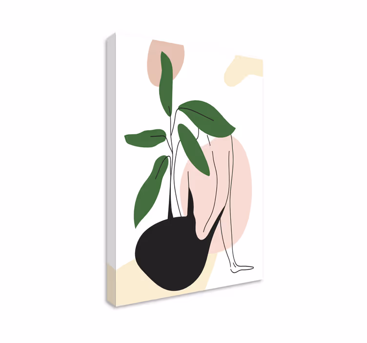 Abstract wall art female figure plant - TenStickers