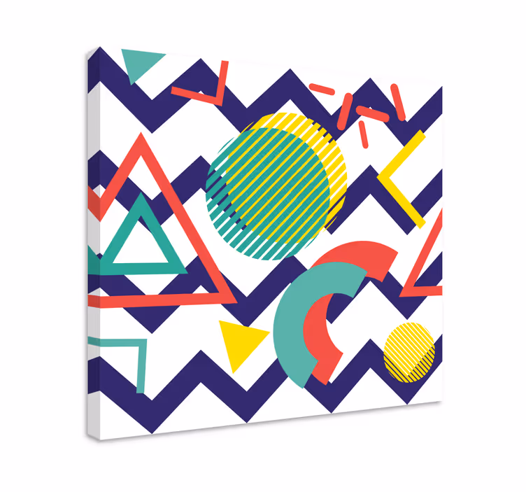 Geometric canvas with vibrant shape patterns - TenStickers