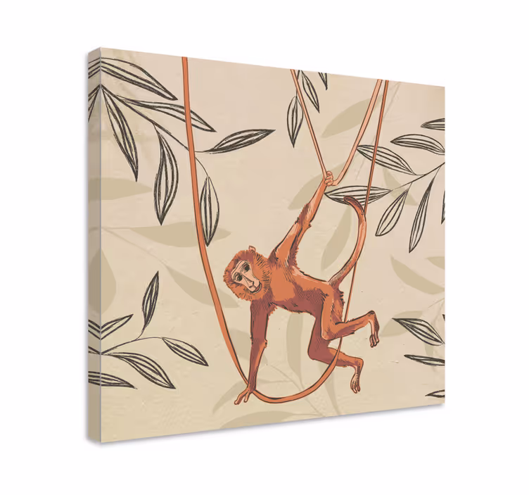 Animal canvas wall art swinging monkey design - TenStickers