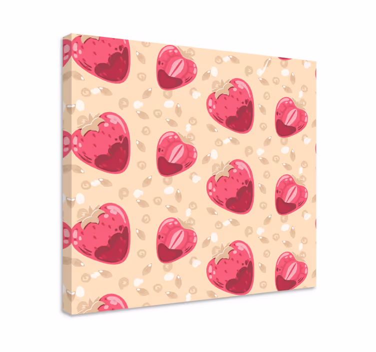Fruit canvas wall art strawberry heart design - TenStickers