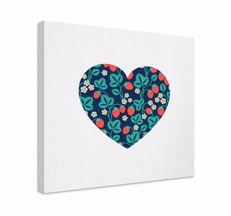 Flowers canvas heart-shaped strawberry design - TenStickers