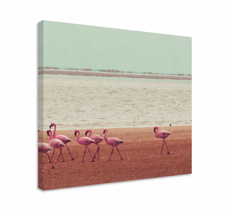 Bird canvas wall art flamingos by the water - TenStickers