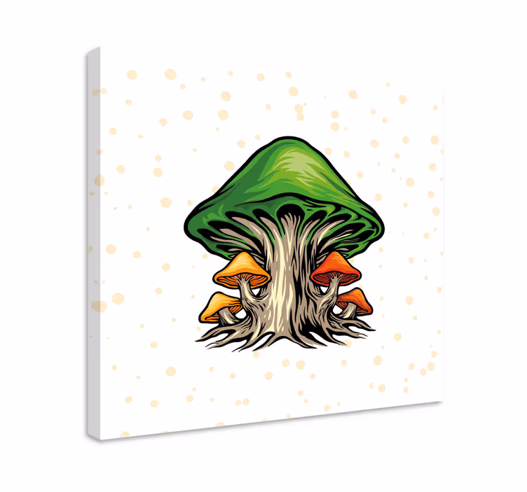 Flowers canvas mushroom growth design - TenStickers