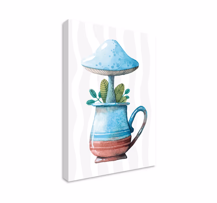 Mushroom in cup flowers canvas - TenStickers
