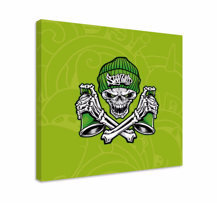 People canvas skull holding cups - TenStickers