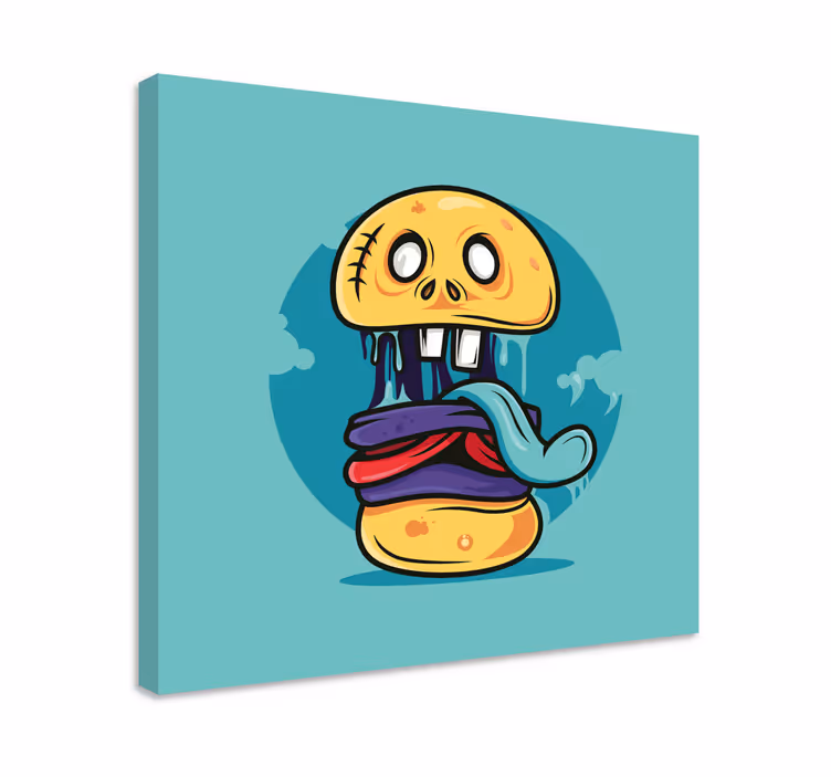 Colourful burger skull halloween canvas print - TenStickers