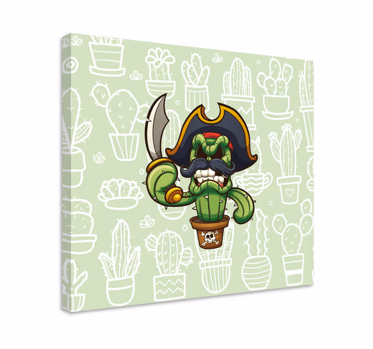 Plant canvas art cactus pirate character - TenStickers