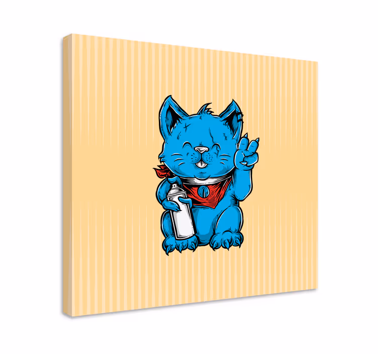 Playful blue cat cat wall art - TenStickers