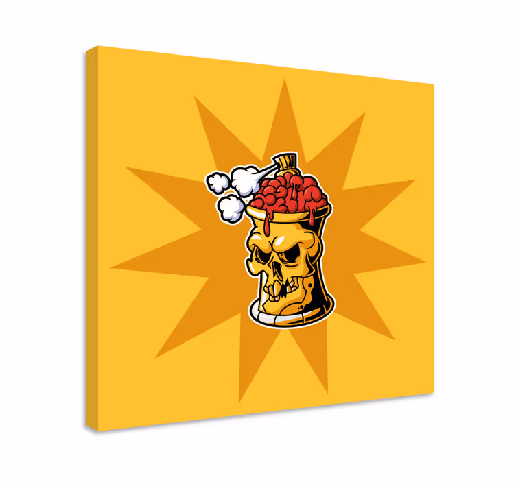 Skull brain graffiti spray container canvas - TenStickers