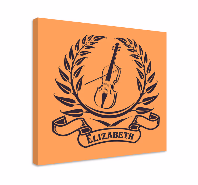 Music canvas art violin laurels emblem - TenStickers