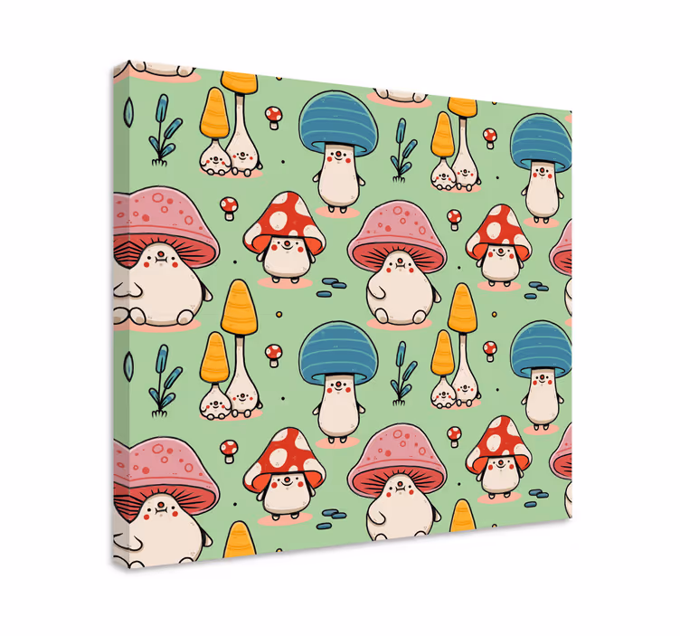 Animal canvas wall art cute mushroom creatures - TenStickers