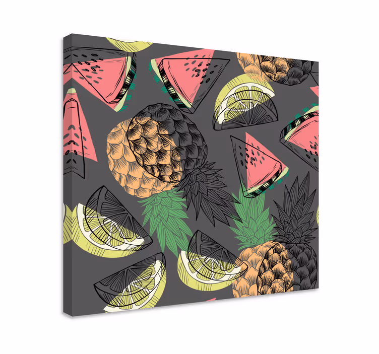 Fruit canvas wall art tropical pineapple design - TenStickers