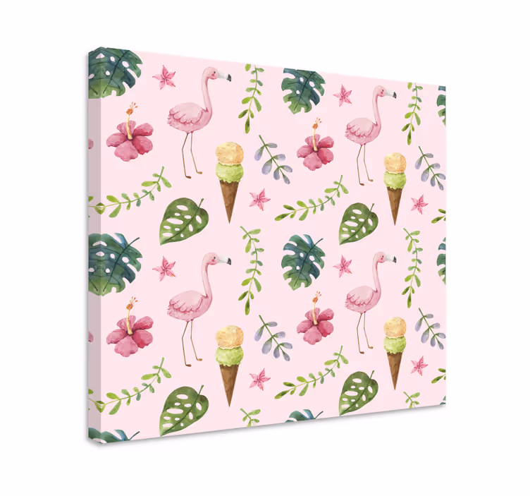 Mosaic photo canvas flamingos and ice cream - TenStickers