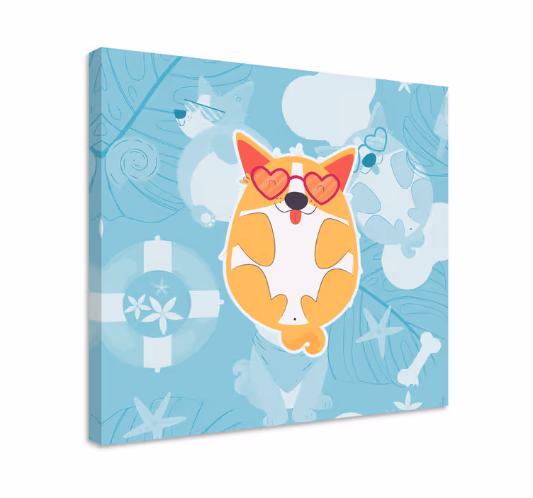 Dog wall art charming corgi lounging - TenStickers