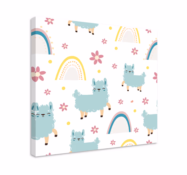 Animal canvas wall art llama and floral design - TenStickers