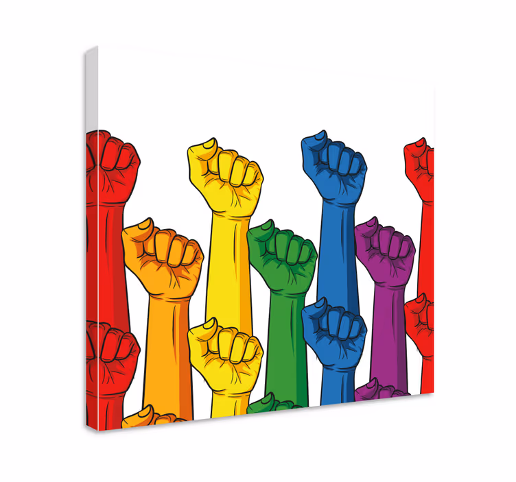 Quote canvas colorful raised fists - TenStickers