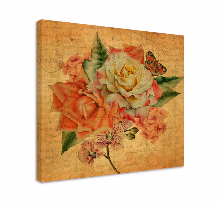 Roses and Butterfly Flowers  canvas - TenStickers