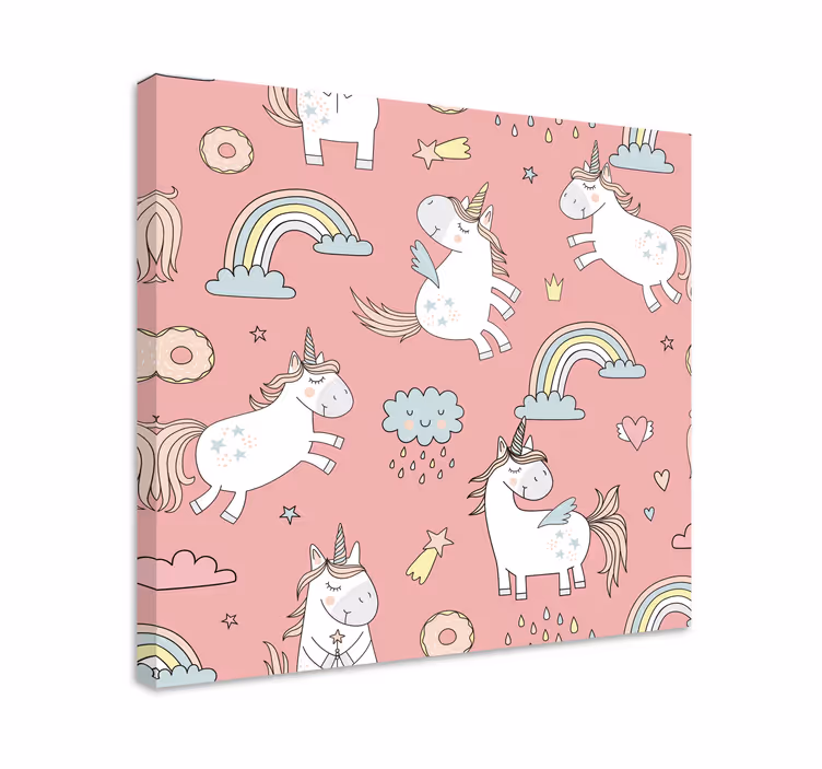 Playful unicorn pattern unicorn pictures framed - TenStickers