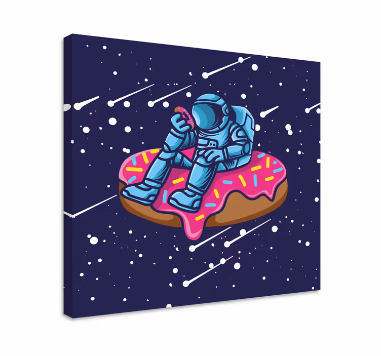 Spaceman on donut video game canvas print - TenStickers