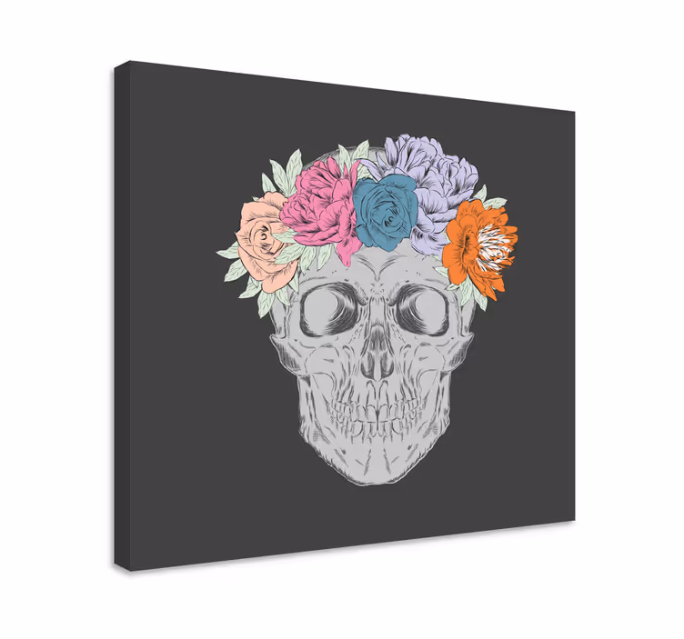 Flowers canvas skull floral design - TenStickers