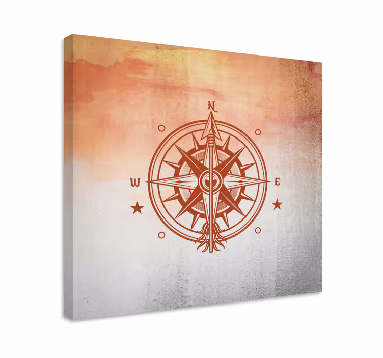World map wall art compass rose artwork - TenStickers