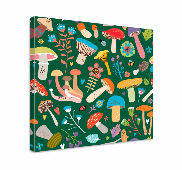 Flowers canvas vibrant mushroom design - TenStickers