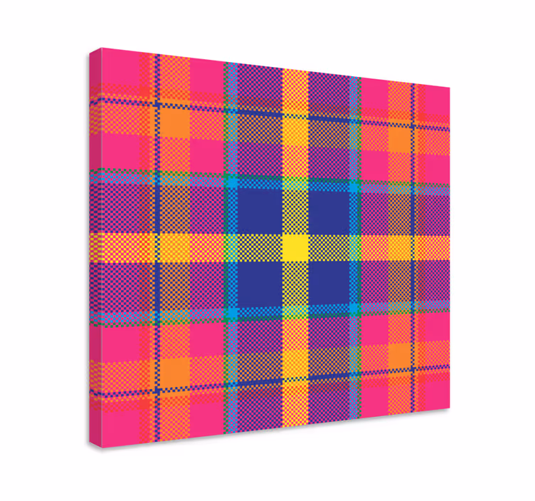 Geometric canvas colorful checkered design - TenStickers