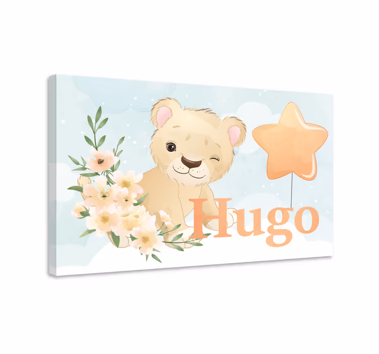 Cocktail canvas cute lion illustration - TenStickers