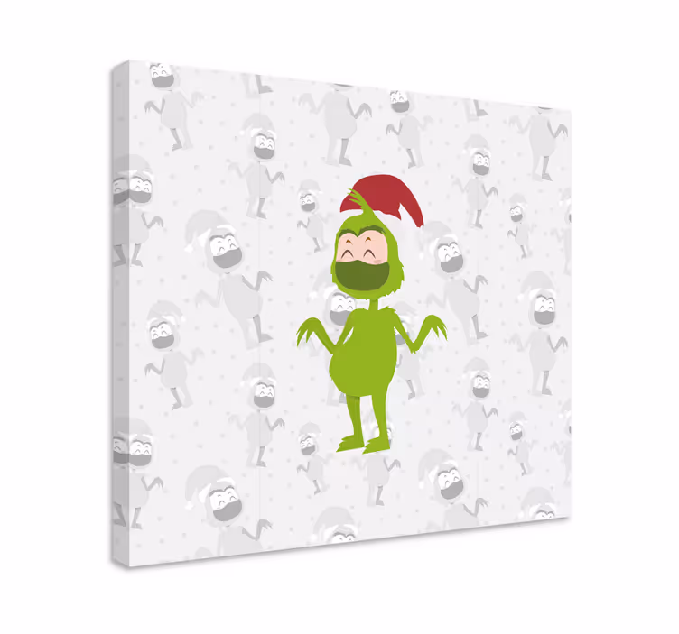 Happy green character people canvas - TenStickers