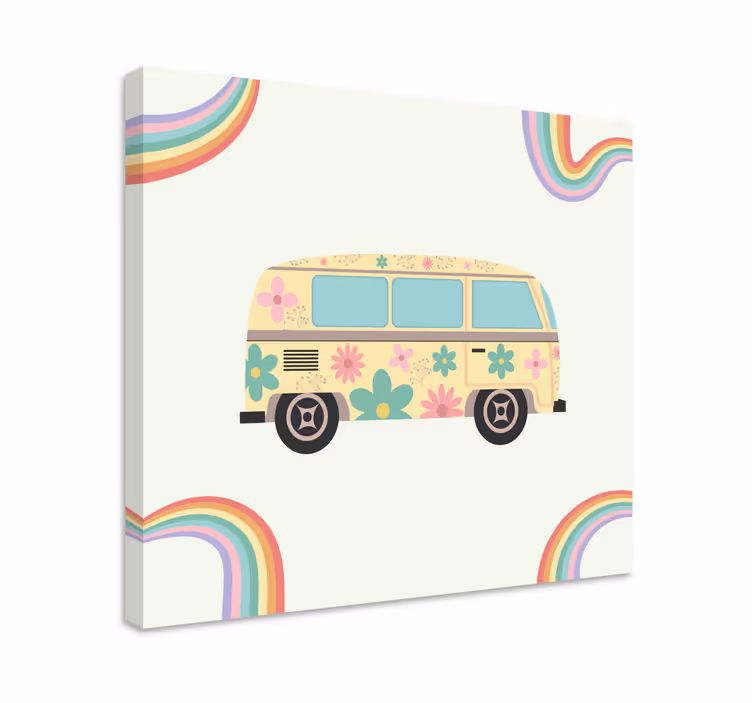 Retro floral van canvas wall art - TenStickers