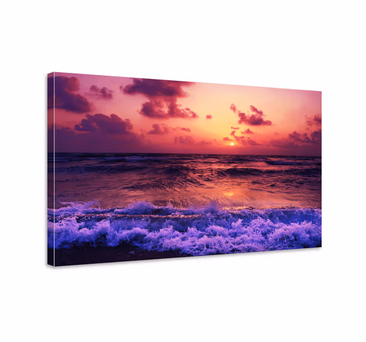 Landscape canvas vibrant sunset waves - TenStickers