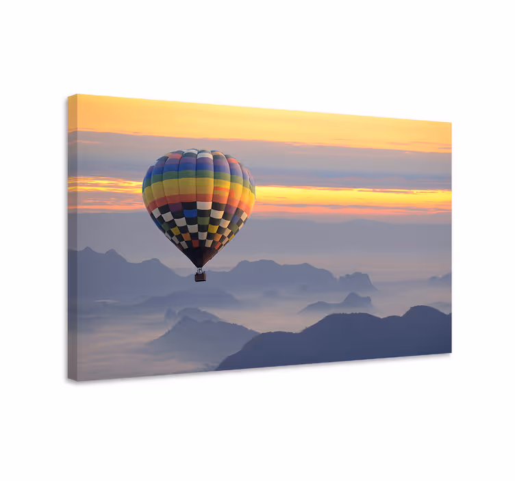 Landscape canvas colorful hot air balloon - TenStickers