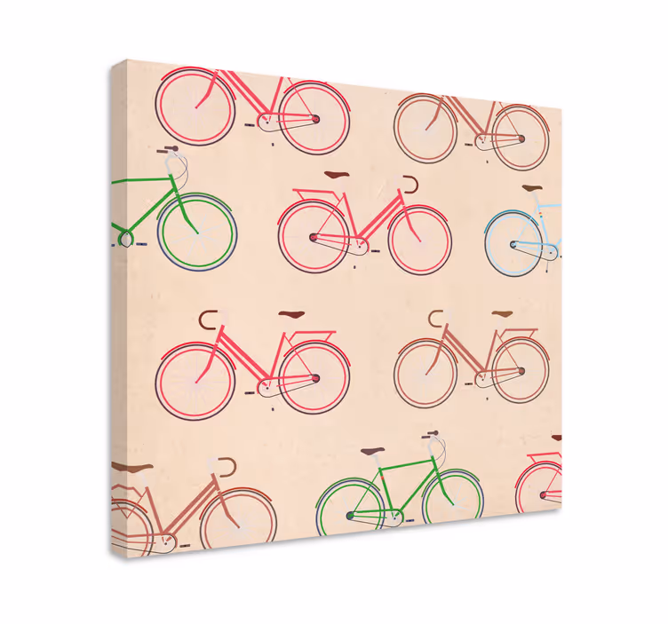 Sports canvas art featuring colorful bicycle patterns - TenStickers