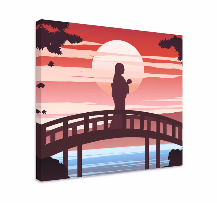 Abstract wall art silhouette on bridge - TenStickers