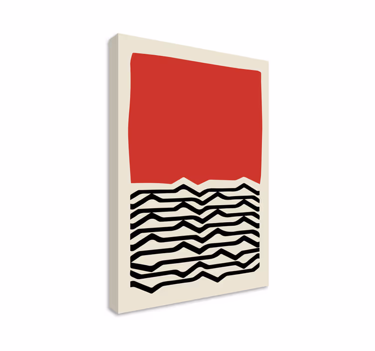 Abstract wall art red wavy lines - TenStickers