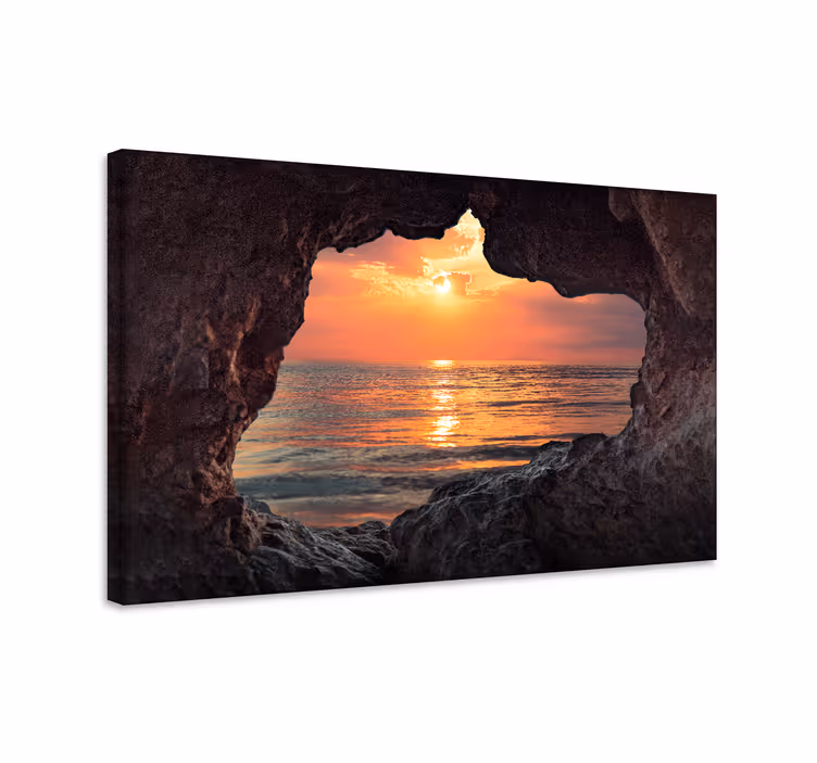 Sunset through rock landscape canvas - TenStickers