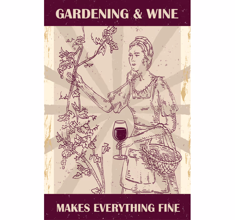 Gardening and wine retro canvas - TenStickers