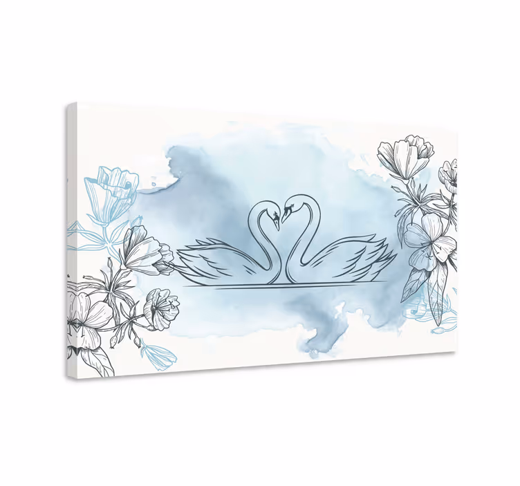 Watercolor swan living room wall art - TenStickers
