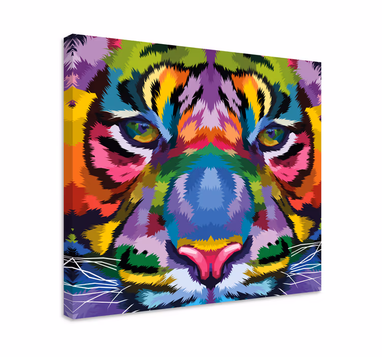 Colorful tiger face animal canvas prints - TenStickers
