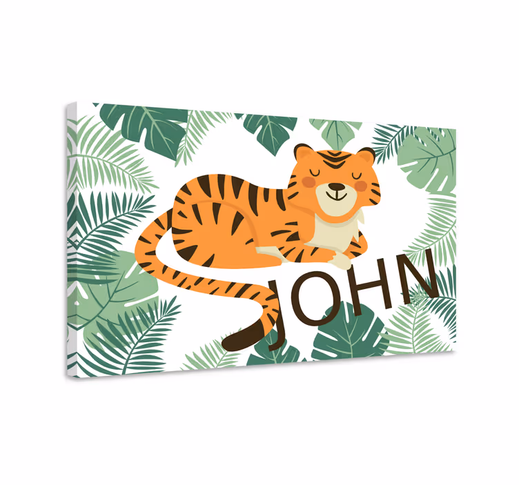 Custom name tiger customized canvas print - TenStickers