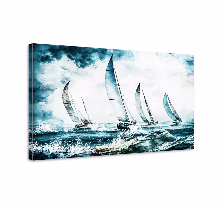 Sailboats at sea dining room canvas painting - TenStickers