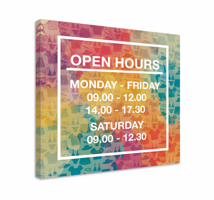 "opening hours" customized canvas print - TenStickers